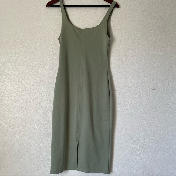 Zara Sage Green Trim Midi Sleeveless Bodycon Dress - Picture 3 of 5